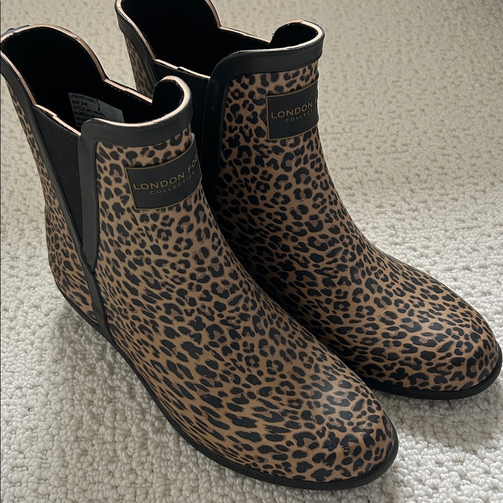 London Fog Women's Animal Print Rain Boots